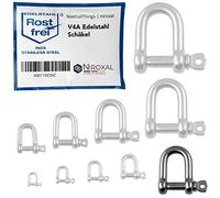 NietFullThings 1 Unidades 13-mm Acero Inoxidable grillete Redondo de V4A Forma Corta Recta y Robusta Carga de ruptura 9.000 kg Grilletes 13x46,5-mm