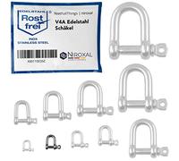 NietFullThings 100 Unidades 5-mm Acero Inoxidable grillete Redondo de V4A Forma Corta Recta y Robusta Carga de ruptura 1.000 kg Grilletes 5x14,5-mm