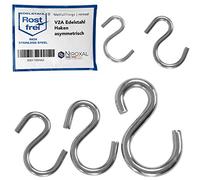 NietFullThings Gancho en S asimétrico de acero inoxidable de V2A, gancho en S, diámetro de 5 mm de grosor, 45 mm de longitud, gancho de metal para colgar, gancho de acero inoxidable para decorar