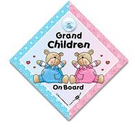 Nietos a Bordo Señal de Coche, Grandchidren Niño y Niña Coche con Ventosa, Marrón & Verde Osos, Bebé Bordo, Pegatina, Señal,Pegatina Parachoques, Bordo,Infantil, Pegatina Signos,