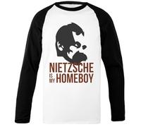 Nietzsche Es Mi Colega Camiseta De Béisbol Unisex Blanca con Mangas Negras Black-Sleeved White Unisex Baseball T-Shirt