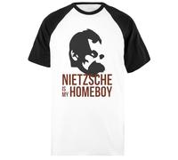 Nietzsche Es Mi Colega Camiseta De Béisbol Unisex Blanca De Manga Corta Negra Short Black-Sleeved White Unisex Baseball T-Shirt