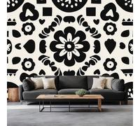 Nieve Negro Fondo de Pantalla Panorámica 3d, Fantasía Abstracto Flores Geométrico Fotomurales Mural 400 x 280 cm (An x Al) - Decoración de Pared Para Sala Cuarto Oficina y Salón