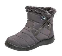 Nieve señoras impermeable corto invierno terciopelo botas de las mujeres nieve agua plana caliente botas de mujer Pulgar niña 33, Grey 3, 35 EU