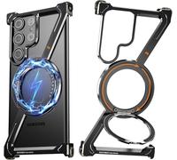 NIFBANG Funda en forma de Z para Samsung Galaxy S24 Ultra con Magsafe, funda protectora con anillo magnético giratorio de 360°, sin marco, delgada, a prueba de golpes, para Samsung Galaxy S24 Ultra