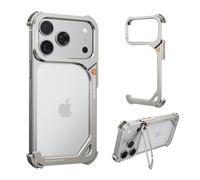 NIFBANG Funda protectora de 9 formas para 17 Pro Max, de aluminio, delgada, sin parte trasera, diseño delgado, sin respaldo, 4 bolsas de aire en las esquinas, protección a prueba de golpes, sin marco