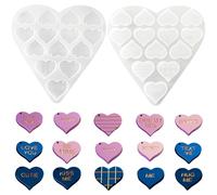 Nifocc 14 moldes de resina epoxi con forma de corazón, forma de corazón, texto inglés, amor, moldes de fundición, colgantes, pendientes, moldes de silicona, molde de fundición de cristal, para