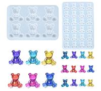 Nifocc 2 moldes de resina epoxi 3D para animales, 6 cavidades, 24 cavidad, oso, cristal, molde de fundición, forma de animal, molde de silicona, moldes para manualidades, joyas, llaveros, pendientes