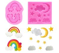 Nifocc 2 moldes de silicona para fondant, diseño de nubes, luna, estrella, para magdalenas, dulces, dulces, decoración
