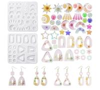 Nifocc 2 moldes para joyas de resina epoxi, aretes de silicona, redondos, en forma de estrella, luna, para manualidades