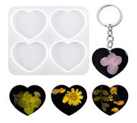 Nifocc 2 piezas 4 cavidades forma de corazón molde de silicona amor corazón resina epoxi formas corazón llavero molde silicona molde joyas molde de fundición de cristal molde para bricolaje