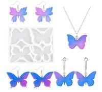 Nifocc 2 piezas 4 cavidades mariposa resina epoxi formas mariposa fundición moldes colgantes collar pendientes moldes silicona molde cristal fundición molde para bricolaje DIY DIY