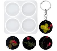 Nifocc 2 piezas 4 cavidades redondas de resina epoxi formas círculos silicona molde redondo llavero molde silicona molde joyas molde de fundición de cristal molde para DIY manualidades