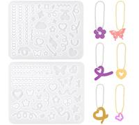 Nifocc 2 piezas de joyas de resina epoxi con forma de collar, pendientes, formas de silicona, corazón, estrella, mariposa, joyas, molde de resina de fundición, molde de fundición de cristal para