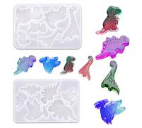 Nifocc 2 piezas de resina epoxi dinosaurio molde de resina de dinosaurio molde de fundición cristal fundición 3D animal molde de silicona para manualidades llavero joyería collar colgante pendiente