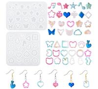 Nifocc 2 piezas joyas de resina epoxi formas colgante collar pendientes de silicona corazón redondo estrella música notas joyas resina Giessharz moldes fundición cristal molde para manualidades