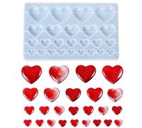 Nifocc 25 moldes de silicona con forma de corazón, forma de corazón, resina epoxi, moldes para joyas, molde de fundición de cristal para manualidades, 4 tamaños