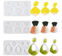 Nifocc 3 piezas de joyas de resina epoxi con forma de colgante, pendientes, moldes de silicona, forma de lágrima, rombo, cuadrado, joyas, moldes de resina de fundición, molde de fundición de cristal