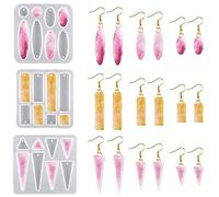 Nifocc 3 piezas joyas de resina epoxi formas colgante collar pendientes moldes de silicona rectángulo ovalado triángulo joyas resina hierro fundido molde fundición cristal molde para manualidades