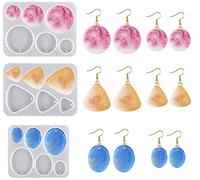 Nifocc 3 piezas joyas de resina epoxi formas colgante collar pendientes moldes silicona redondos ovalados triángulo joyas resina hierro fundido molde molde fundición cristal molde para manualidades