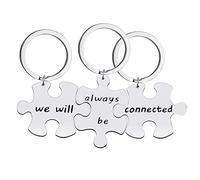 Nifocc 3 piezas We Will Always Be Connected Llavero Best Friend Llaveros Puzzle Llaveros para mujeres Niñas Novias Navidad Año Nuevo Cumpleaños recuerdo