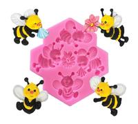Nifocc 4 cavidades 3D abejas fondant moldes de silicona abejas pastel insecto animal moldes cupcake molde