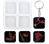 Nifocc 4 cavidades cuadradas de silicona con forma de resina epoxi, forma cuadrada, llavero, molde de silicona, molde de fundición de cristal, molde para manualidades