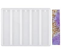 Nifocc 5 cavidades marcapáginas de silicona rectángulo marcapáginas resina epoxi formas marcapáginas molde de cristal fundición para DIY joyas manualidades