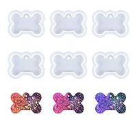 Nifocc 6 Llaveros para Identificación de Perro, Forma de Hueso, Molde de Resina Epoxi para Colgante de Joyas, Fundición de Cristal con Agujeros