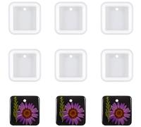 Nifocc 6 Moldes Cuadrados de Silicona para Resina Epoxi, Llavero y Fundición de Cristal - Con Agujeros para Manualidades