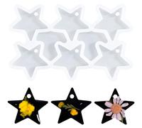 Nifocc 6 moldes de resina epoxi con forma de estrella de cinco puntas, forma de estrella, llavero, molde de silicona para joyas, molde de fundición de cristal, con agujeros para manualidades