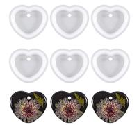 Nifocc 6 Moldes de Silicona Con Forma de Corazón Para Resina Epoxi, Llaveros y Cristal - Molde de Fundición Con Agujeros Para Manualidades, Estilo 2