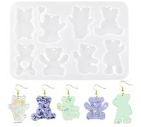 Nifocc 8 moldes de resina epoxi con forma de oso de huecos, colgantes, pendientes, moldes de silicona, diseño de animales 3D, para manualidades