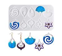 Nifocc Joyas de resina epoxi, colgantes, pendientes, moldes de silicona, forma de lágrima, flores, hojas, joyas, moldes de resina de fundición, molde de fundición de cristal, molde para manualidades