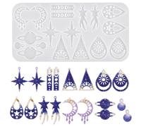 Nifocc Joyas de resina epoxi, collares, pendientes, colgantes, formas de silicona, estrellas, lunas, meteoritos, tierra, moldes de cristal, molde para