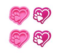 Nifocc Llavero de silicona con diseño de huella de corazón, diseño de pata de perro, 2 unidades
