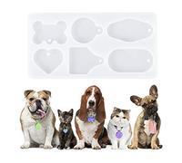Nifocc Llavero en forma de hueso de perro de silicona con llavero para etiqueta de perro amuletos de resina epoxi moldes de fundición en forma de corazón con agujero para hacer manualidades 1 pieza