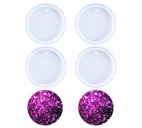 Nifocc Llavero redondo de silicona con forma de círculo, moldes de resina epoxi, moldes de fundición con agujero para manualidades, tamaño grande, 4 piezas
