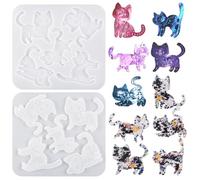 Nifocc Molde de Resina Epoxi para Gato - Forma de Gato, Cristal, Silicona para Manualidades, Colgante, Collar, Pendiente