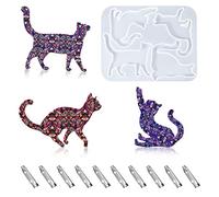 Nifocc Molde de resina epoxi para gato, molde de resina para gato, forma de fundición, con 10 unidades, broche forma animal, molde de silicona, moldes silicona manualidades, broche colgante collar
