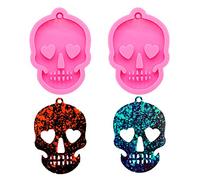 Nifocc Molde de silicona con diseño de calavera y cabeza de fantasma, moldes de resina epoxi con agujero para hacer manualidades, 2 unidades