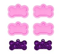 Nifocc - Molde de silicona con forma de hueso de perro, diseño de hueso de perro, diseño de hueso de perro, moldes de resina epoxi con agujero para hacer manualidades de gran tamaño rosa 4 piezas