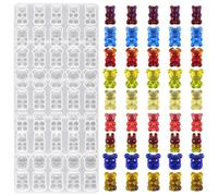 Nifocc Molde de silicona con forma de oso de 45 agujeros, molde de silicona con forma de oso de goma, molde de resina epoxi, molde de resina para manualidades, joyas, llaveros, pendientes y colgantes
