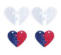 Nifocc Molde de silicona en forma de corazón con llavero de resina epoxi moldes de resina epoxi para amantes de la forma de corazón moldes fundición con agujero para hacer joyas llaveros manualidades