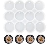 Nifocc Molde de Silicona Redondo Con 12 Cavidades - Forma de Círculo Para Resina Epoxi, Llavero, Fundición y Cristal - Con Agujeros Para Manualidades