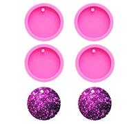 Nifocc Molde Redondo de Silicona para Llavero Circular - Resina Epoxi, Fundición Con Agujero para Manualidades - Tamaño Pequeño, 4 Piezas