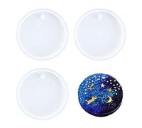 Nifocc Molde redondo de silicona para llavero de gran tamaño con forma de círculo resina epoxi moldes de fundición con agujero para hacer manualidades colgar en la pared decoración del hogar 3 piezas