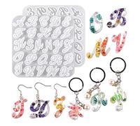 Nifocc Moldes de resina del alfabeto hacia atrás, molde de fundición de joyas, molde de silicona, moldes resina fundición, letras, colgante resina epoxi, molde de fundición cristal para manualidades