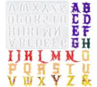 Nifocc Moldes de resina epoxi con forma de alfabeto gótico para fundición, colgante, collar, pendientes, moldes de silicona, molde de fundición de cristal, para manualidades
