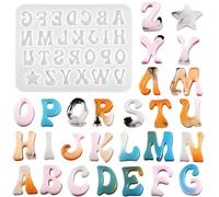 Nifocc Moldes de resina epoxi con forma de alfabeto hacia atrás, colgantes, pendientes, moldes de silicona, forma de estrella de cristal, molde para manualidades